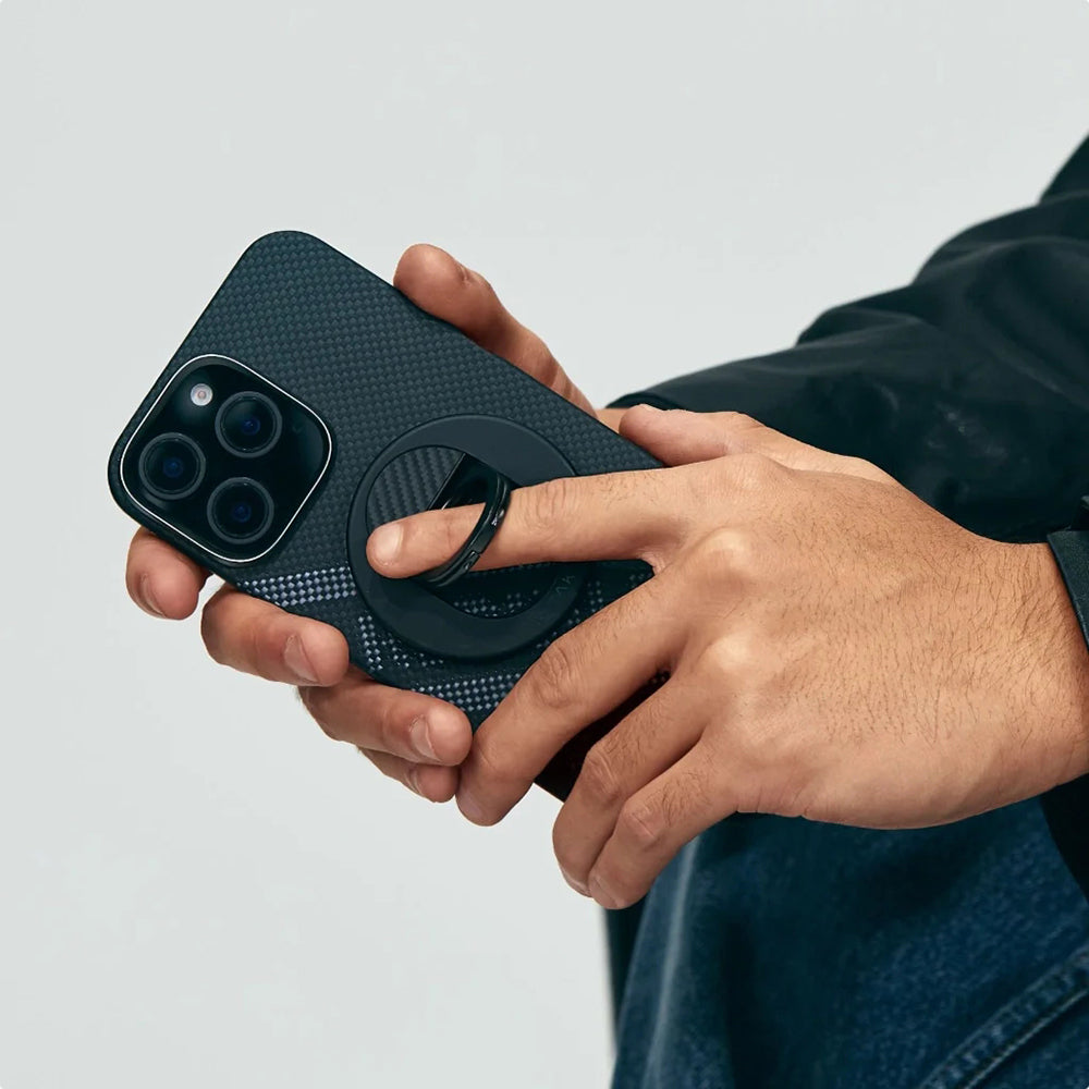 iPhone 16 Pro Kılıf M-safe Şarj Özellikli Aramid Fiber Re-TROS Tasarımlı Pitaka Tactile Woven Rebuilding Serisi Kılıf