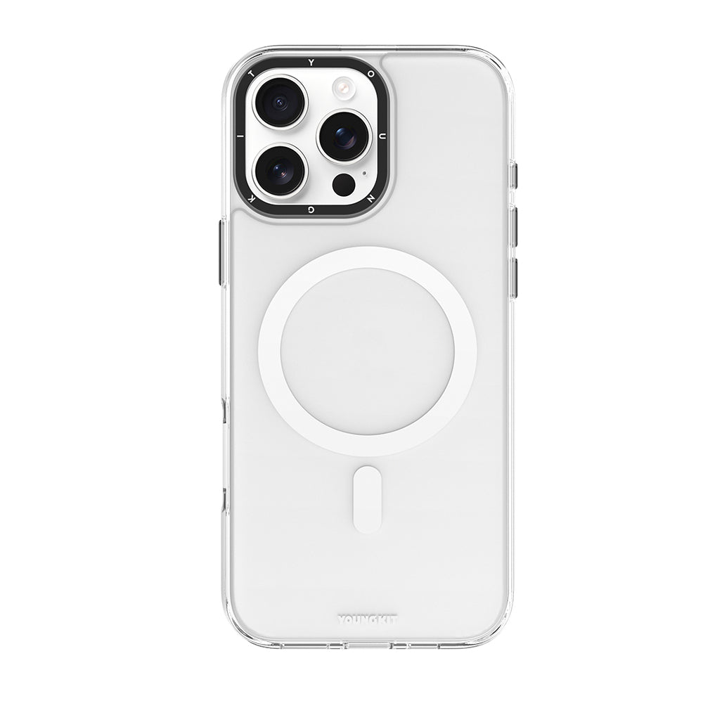 iPhone 16 Pro Kılıf M-safe Şarj Özellikli Cam Arka Yüzey TPU Youngkit Gemstone Serisi Kılıf
