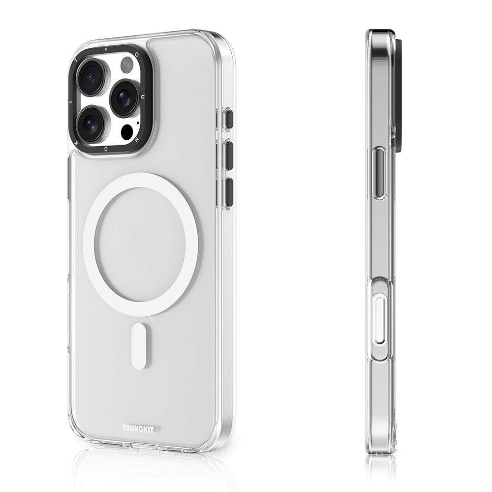 iPhone 16 Pro Kılıf M-safe Şarj Özellikli Cam Arka Yüzey TPU Youngkit Gemstone Serisi Kılıf