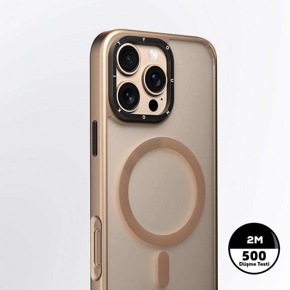 iPhone 16 Pro Kılıf M-safe Şarj Özellikli Cam Arka Yüzey TPU Youngkit Gemstone Serisi Kılıf