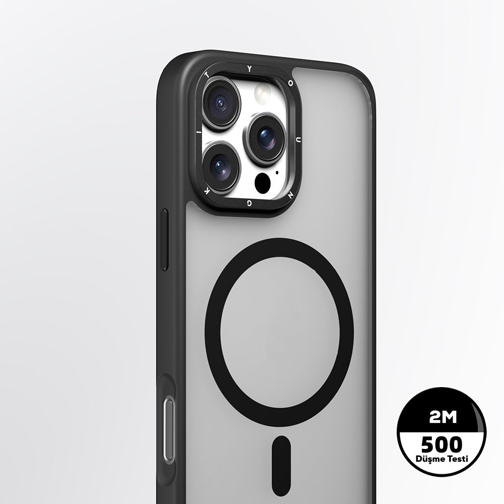 iPhone 16 Pro Kılıf M-safe Şarj Özellikli Cam Arka Yüzey TPU Youngkit Gemstone Serisi Kılıf