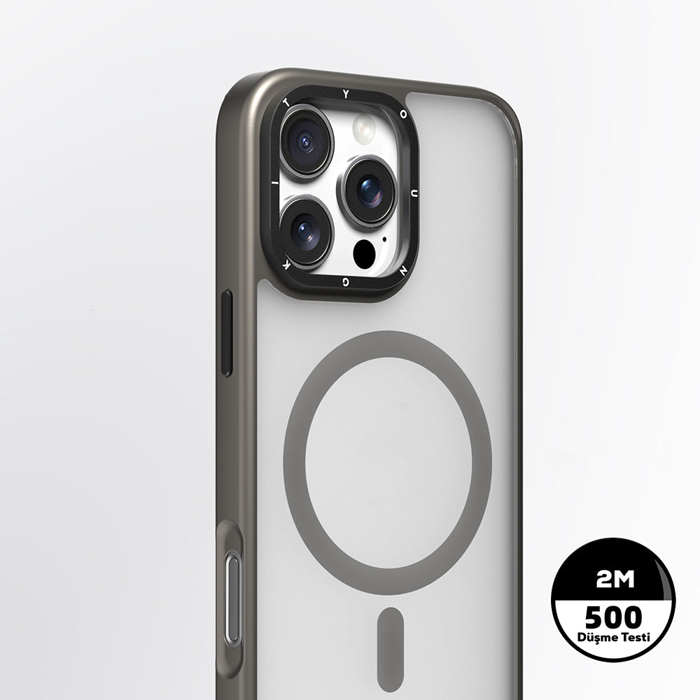 iPhone 16 Pro Kılıf M-safe Şarj Özellikli Cam Arka Yüzey TPU Youngkit Gemstone Serisi Kılıf