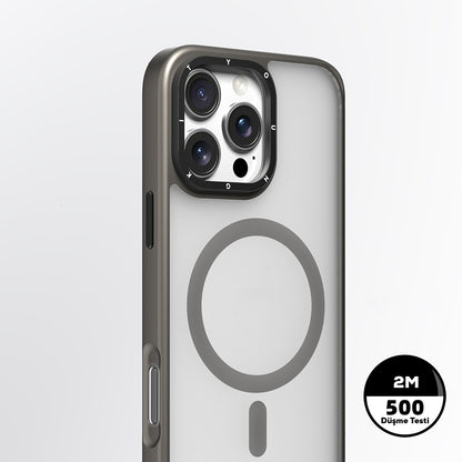 iPhone 16 Pro Kılıf M-safe Şarj Özellikli Cam Arka Yüzey TPU Youngkit Gemstone Serisi Kılıf