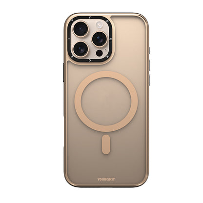 iPhone 16 Pro Kılıf M-safe Şarj Özellikli Cam Arka Yüzey TPU Youngkit Gemstone Serisi Kılıf