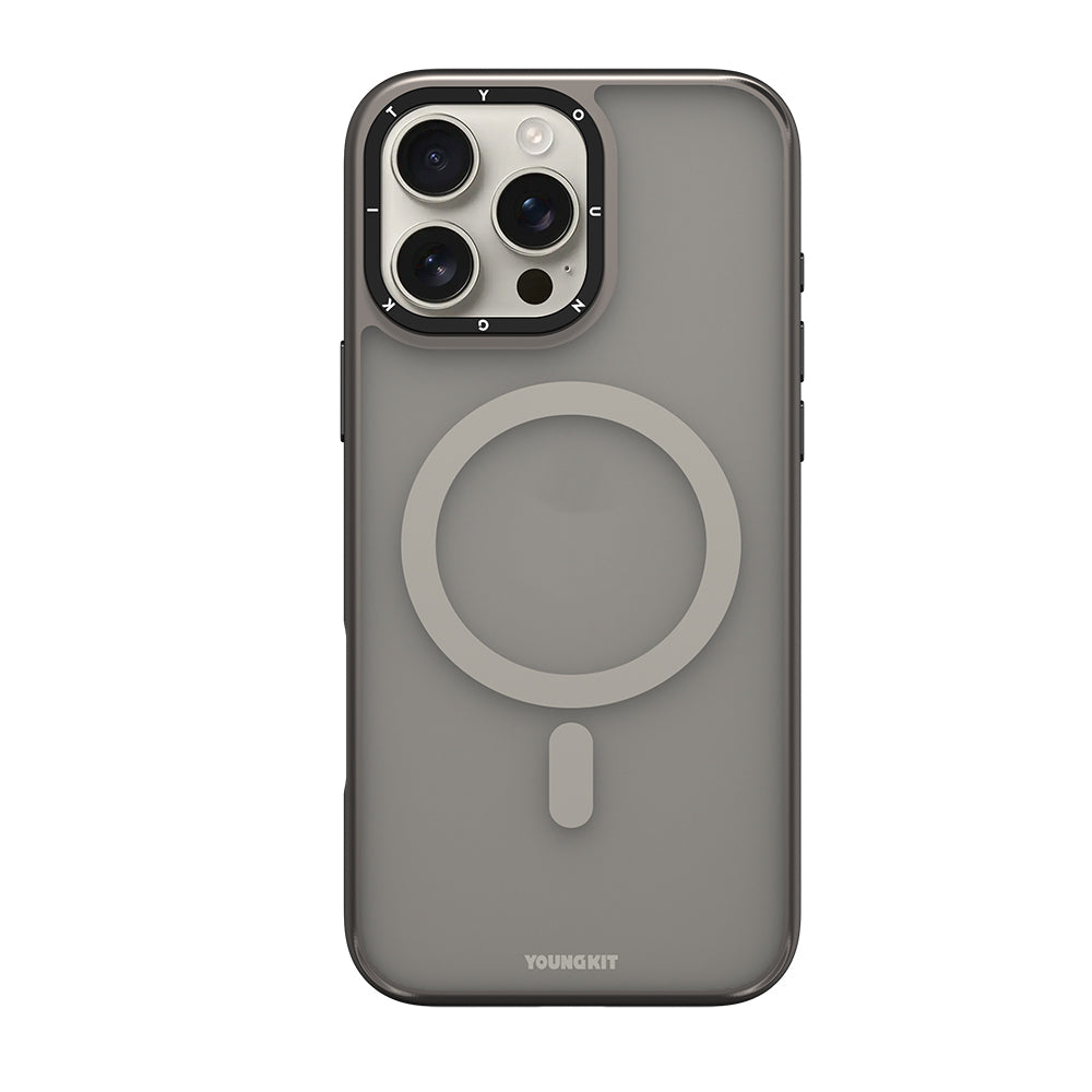 iPhone 16 Pro Kılıf M-safe Şarj Özellikli Cam Arka Yüzey TPU Youngkit Gemstone Serisi Kılıf