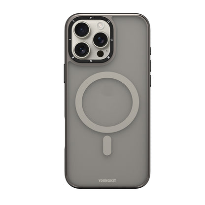 iPhone 16 Pro Kılıf M-safe Şarj Özellikli Cam Arka Yüzey TPU Youngkit Gemstone Serisi Kılıf