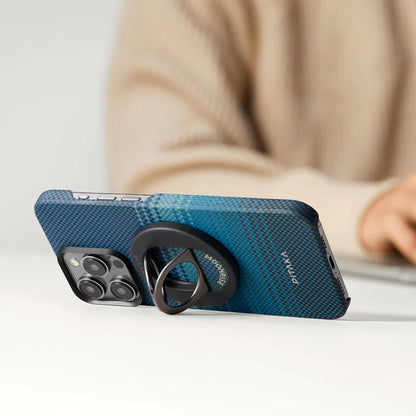 iPhone 16 Pro Kılıf M-safe Şarj Özellikli Grip 3 Standlı Aramid Fiber Pitaka Tactile Woven Sunset-Moonrise Serisi Moonrise Kılıf