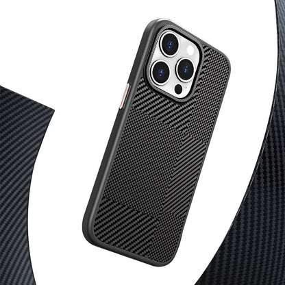 iPhone 16 Pro Kılıf M-safe Şarj Özellikli Karbon Fiber Desenli Mutural Montage Kılıf