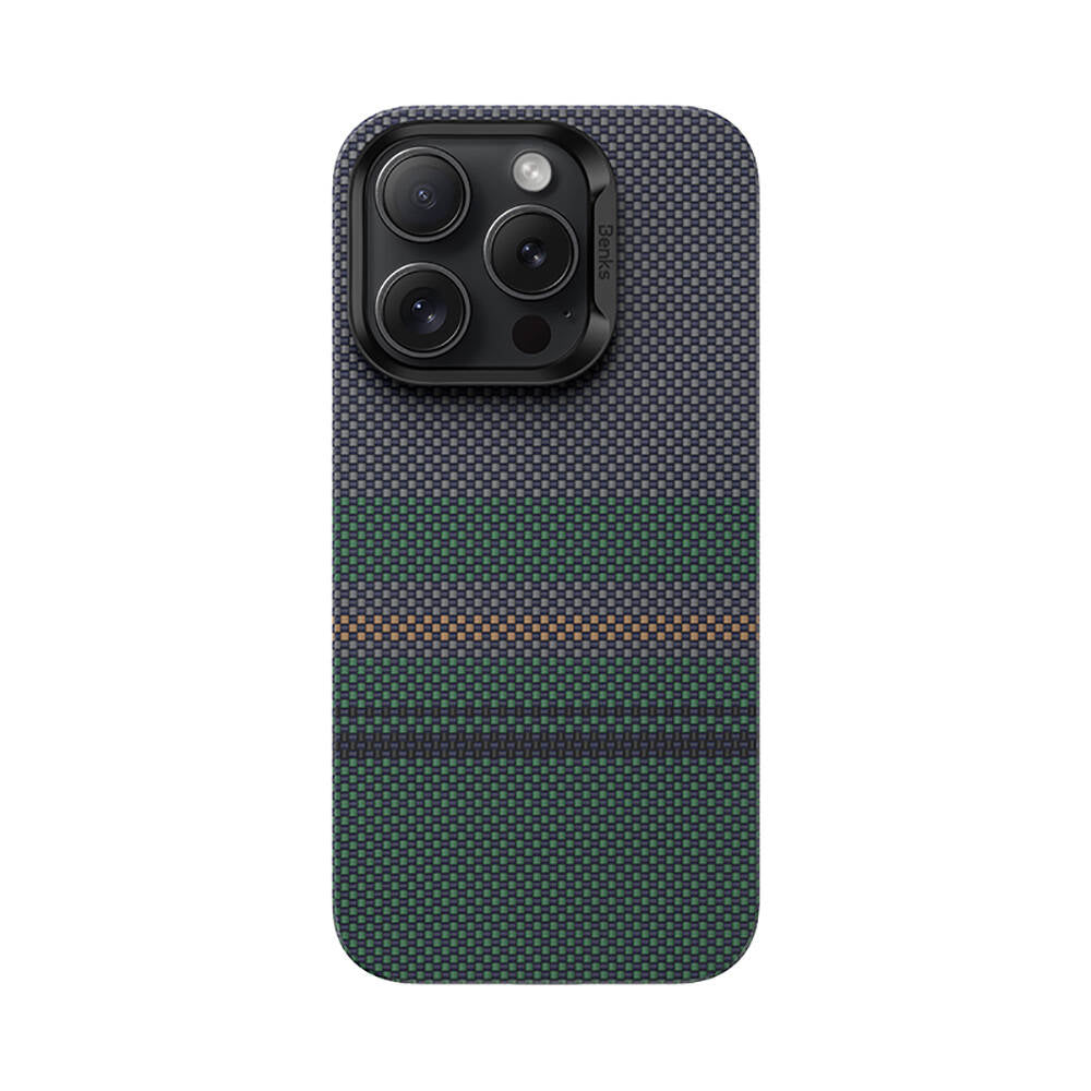 iPhone 16 Pro Kılıf M-safe Şarj Özellikli Karbon Fiber Tasarımlı Benks Aurora ArmorAir Kevlar Kılıf