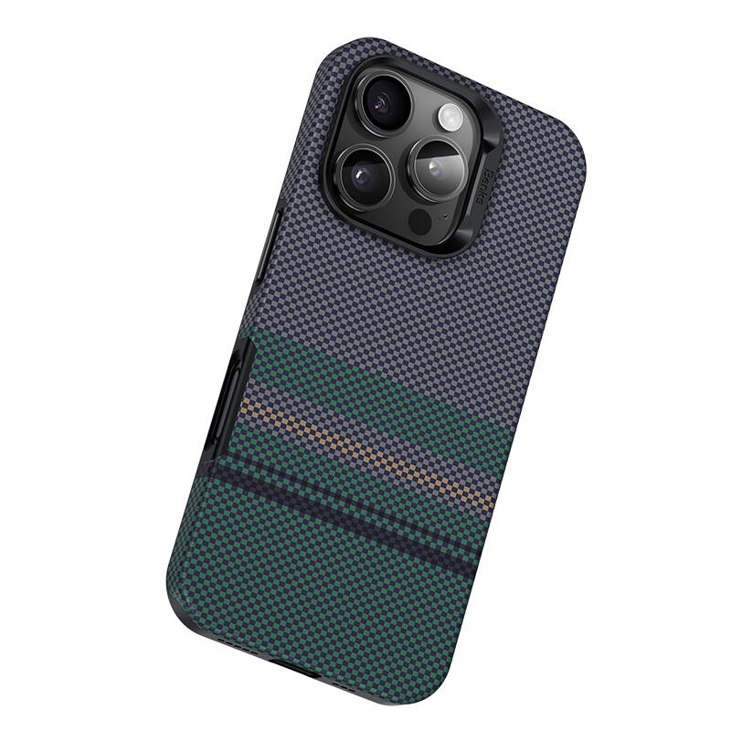 iPhone 16 Pro Kılıf M-safe Şarj Özellikli Karbon Fiber Tasarımlı Benks Aurora ArmorPro Kevlar Kılıf