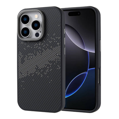 iPhone 16 Pro Kılıf M-safe Şarj Özellikli Karbon Fiber Tasarımlı Zore Vave Kılıf
