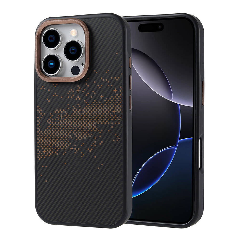 iPhone 16 Pro Kılıf M-safe Şarj Özellikli Karbon Fiber Tasarımlı Zore Vave Kılıf