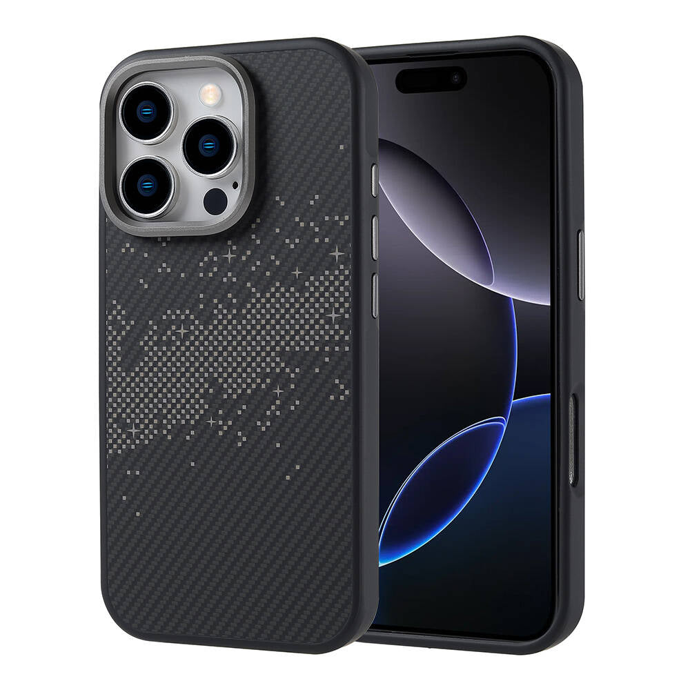 iPhone 16 Pro Kılıf M-safe Şarj Özellikli Karbon Fiber Tasarımlı Zore Vave Kılıf