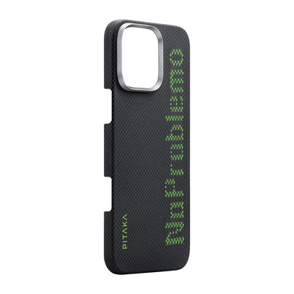 iPhone 16 Pro Kılıf M-safe Şarj Özellikli Lumintex Teknolojili Fosforlu Aramid Fiber Pitaka Tactile Woven Aries Serisi NoProblemo Kılıf