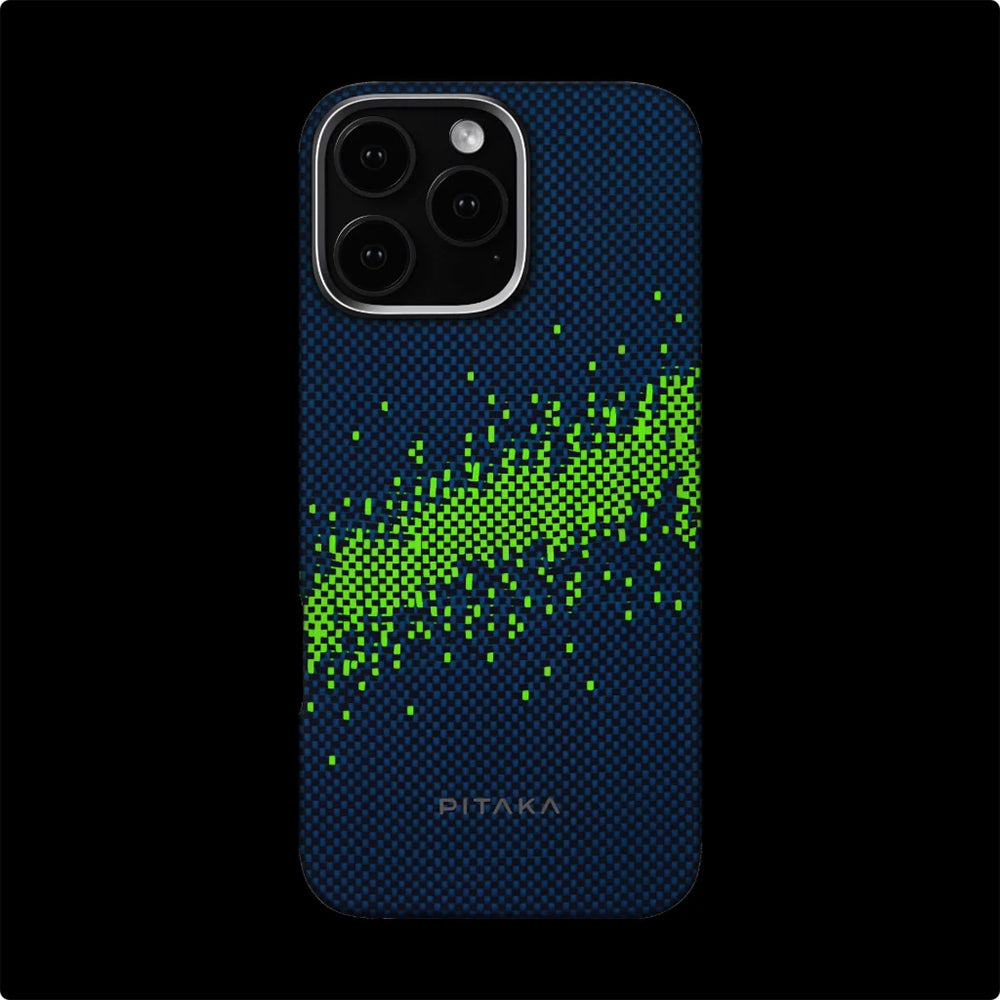 iPhone 16 Pro Kılıf M-safe Şarj Özellikli Lumintex Teknolojili Fosforlu Özellikli Aramid Karbon Fiber Pitaka Tactile Woven Starpeak Serisi Milky Way Galaxy Kılıf