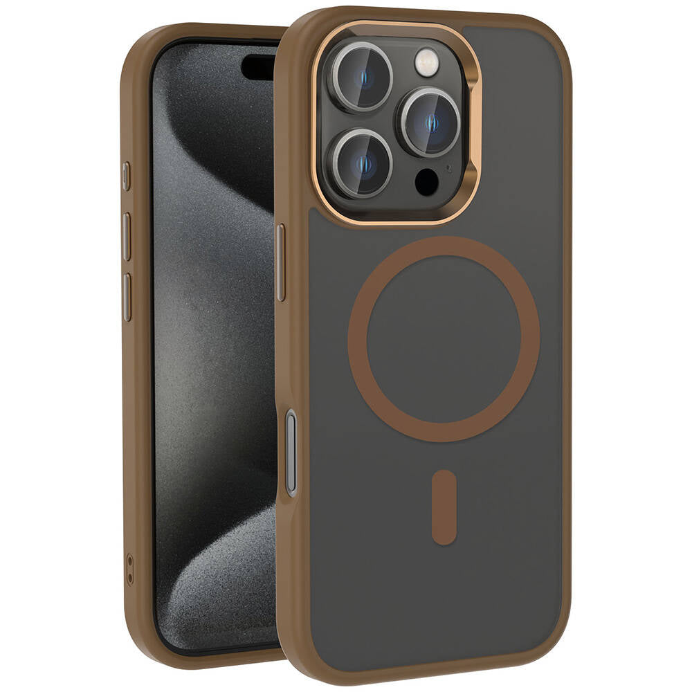 iPhone 16 Pro Kılıf M-safe Şarj Özellikli Parlak Kamera Çerçeveli Zore Kost Kılıf