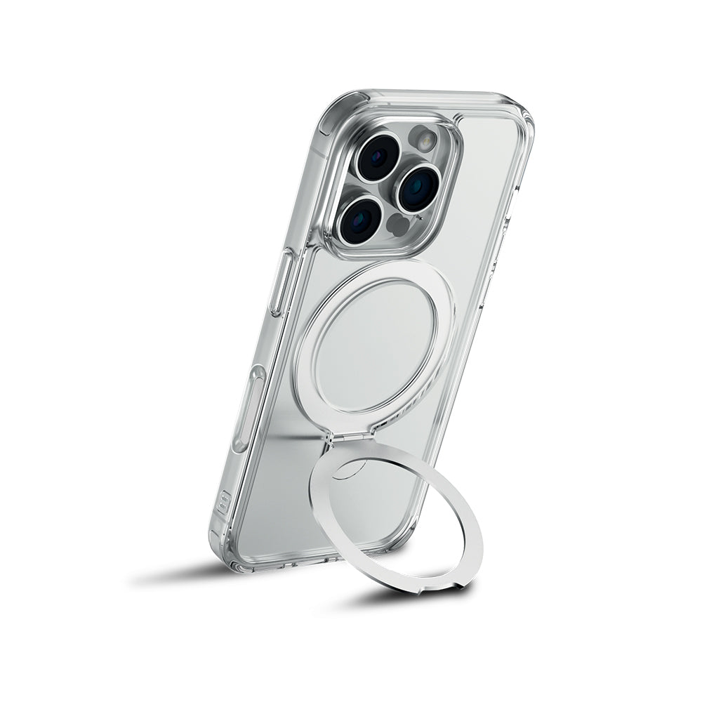 iPhone 16 Pro Kılıf M-safe Şarj Özellikli Raptic Air Stand Serisi Buzlu Transparan Tasarımlı Standlı Kılıf