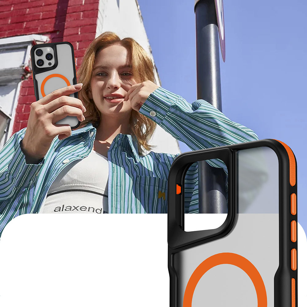 iPhone 16 Pro Kılıf M-safe Şarj Özellikli Renkli Kenar Airbag Şeritli Zore Lamer Kılıf