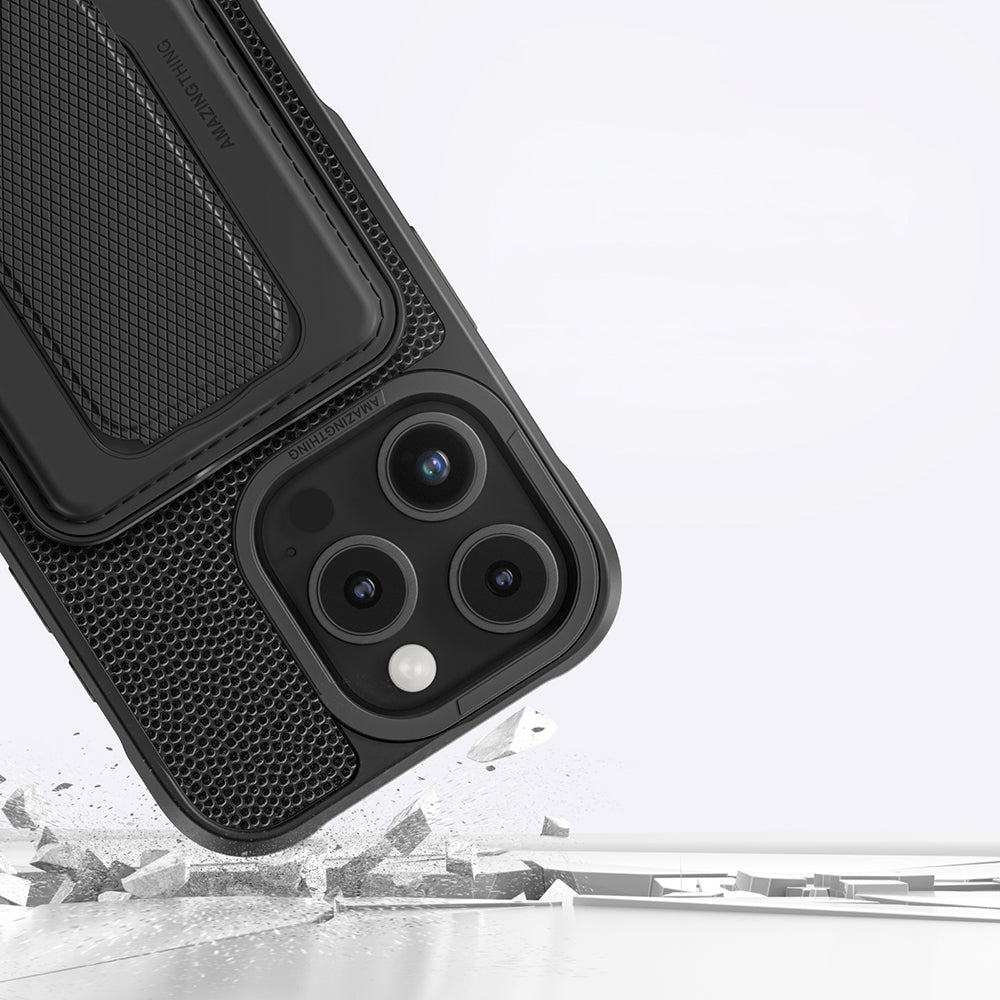 iPhone 16 Pro Kılıf M-safe Şarj Özellikli Standlı Kartlıklı Set Amazingthing Glamour Luxe Serisi Kılıf
