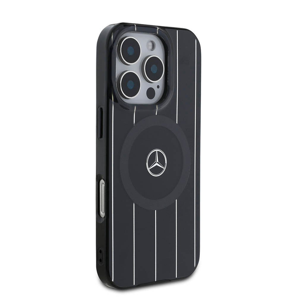 iPhone 16 Pro Kılıf Mercedes Benz orijinal Lisanslı M-safe Şarj Özellikli Çift Katmanlı Paralel Çizgi Desenli Kılıf