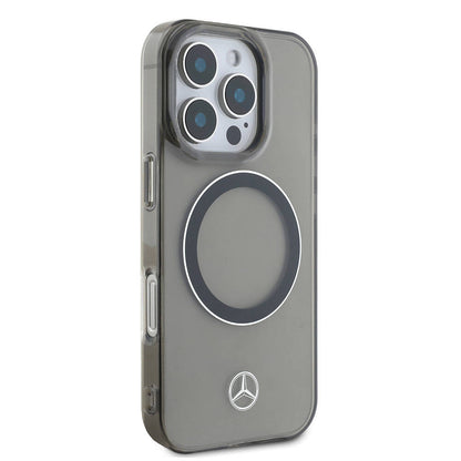 iPhone 16 Pro Kılıf Mercedes Benz OrijinalLisanslı M-safe Şarj Özellikli Saydam Yüzey Silver Ring Kılıf