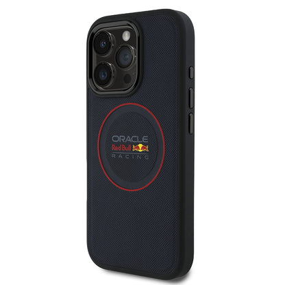 iPhone 16 Pro Kılıf Redbull Orijinal Lisanslı M-safe Şarj Özellikli Kırmızı Halka ve Logo Kabartmalı PU Deri Kılıf