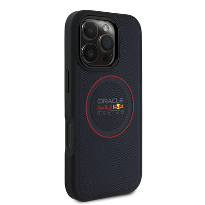 iPhone 16 Pro Kılıf Redbull Orijinal Lisanslı M-safe Şarj Özellikli Kırmızı Halka ve Logo Kabartmalı PU Deri Kılıf