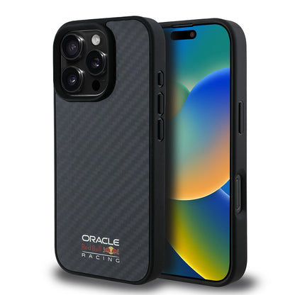 iPhone 16 Pro Kılıf Redbull OrijinalLisanslı M-safe Şarj Özellikli Karbon Fiber Tasarımlı Parlayan Logolu Kılıf