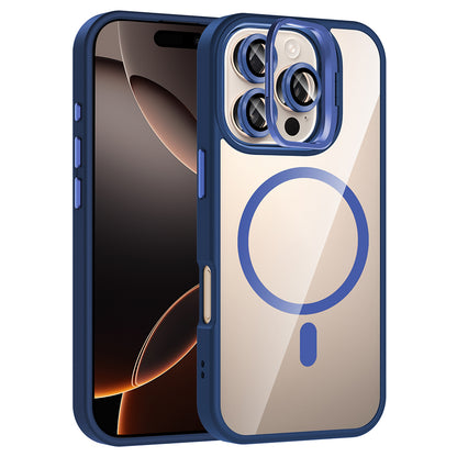 iPhone 16 Pro Kılıf Standlı ve Kamera Lens Hediyeli M-Safe Şarj Özellikli Zore Etro Kılıf
