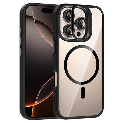 iPhone 16 Pro Kılıf Standlı ve Kamera Lens Hediyeli M-Safe Şarj Özellikli Zore Etro Kılıf