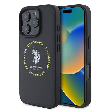 iPhone 16 Pro Kılıf U.S. Polo Assn. Orijinal Lisanslı M-safe Şarj Özellikli Circle ve Double Horse Logolu Deri Kılıf