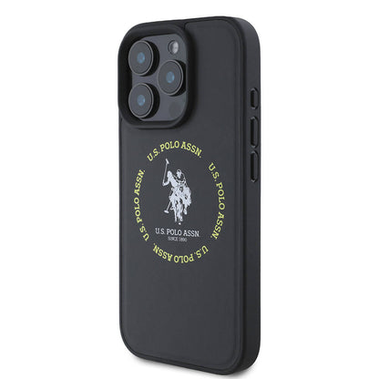 iPhone 16 Pro Kılıf U.S. Polo Assn. Orijinal Lisanslı M-safe Şarj Özellikli Circle ve Double Horse Logolu Deri Kılıf