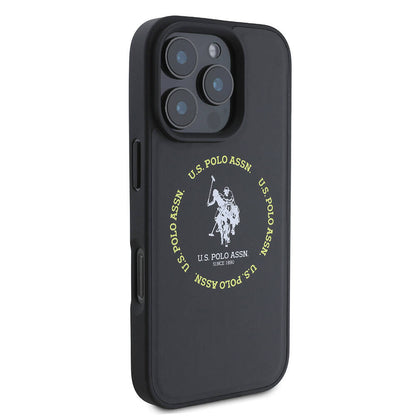 iPhone 16 Pro Kılıf U.S. Polo Assn. Orijinal Lisanslı M-safe Şarj Özellikli Circle ve Double Horse Logolu Deri Kılıf