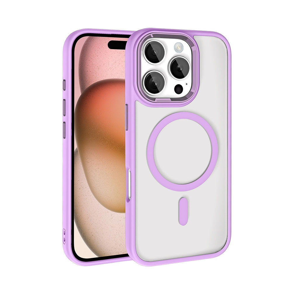 iPhone 16 Pro Kılıf Wireless Şarj Özellikli Zore Krom M-safe Silikon Kılıf