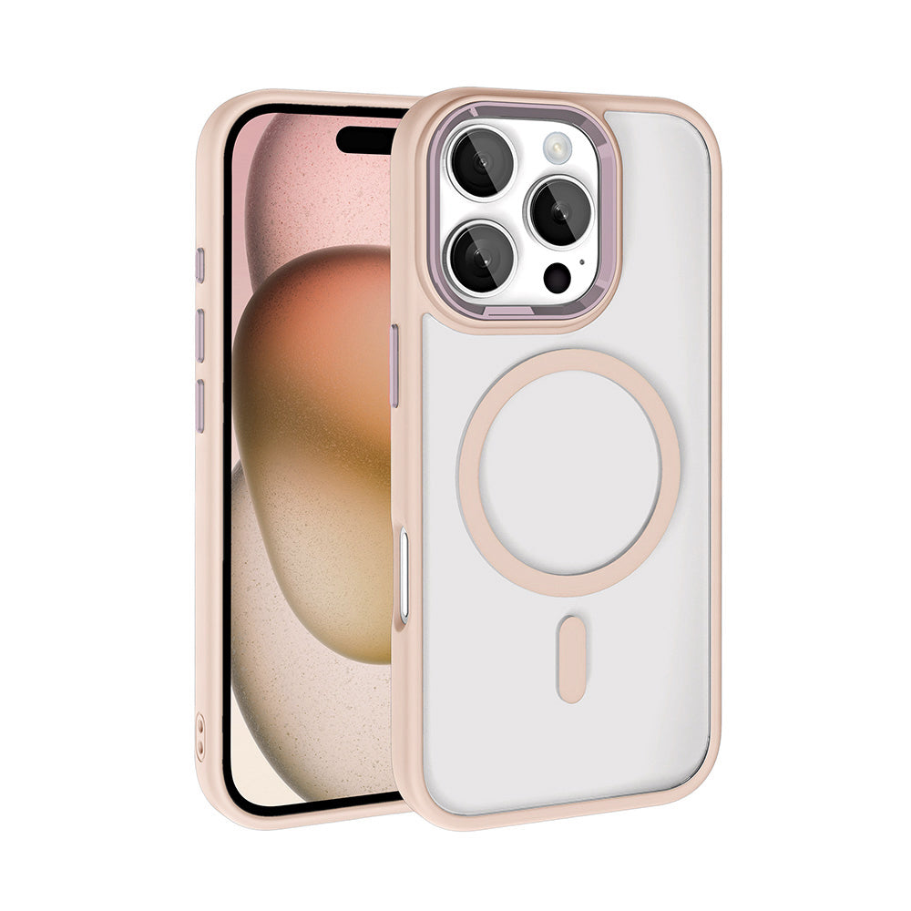 iPhone 16 Pro Kılıf Wireless Şarj Özellikli Zore Krom M-safe Silikon Kılıf