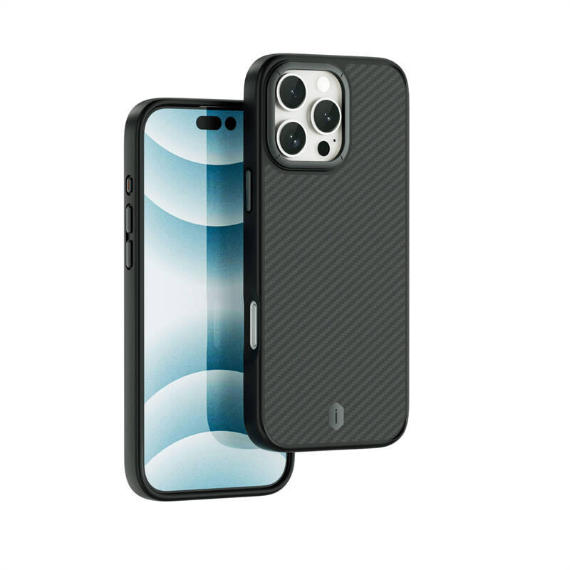 iPhone 16 Pro Kılıf Wiwu DCC-205 M-safe Şarj Özellikli Aramid Fiber Tasarım Kevlar Kılıf