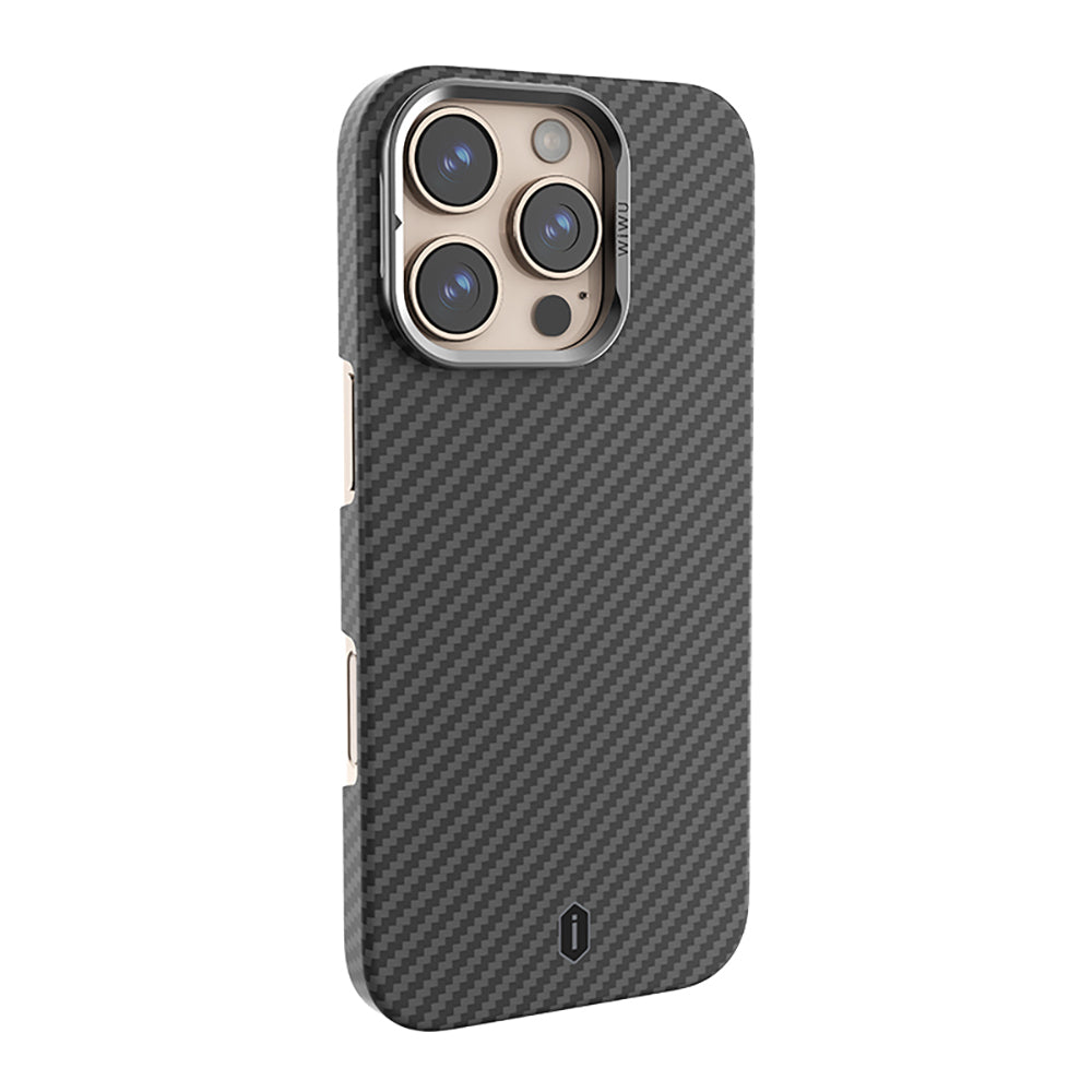 iPhone 16 Pro Kılıf Wiwu DCC-206 M-safe Şarj Özellikli Kamera Standlı Aramid Fiber Tasarım Kevlar Kılıf