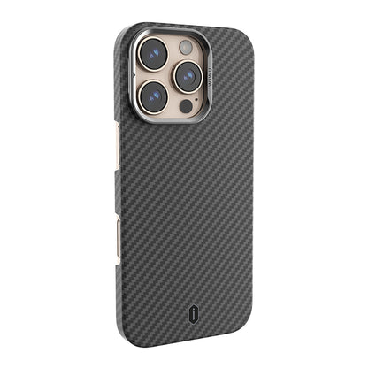 iPhone 16 Pro Kılıf Wiwu DCC-206 M-safe Şarj Özellikli Kamera Standlı Aramid Fiber Tasarım Kevlar Kılıf
