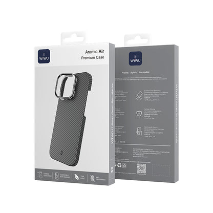 iPhone 16 Pro Kılıf Wiwu DCC-206 M-safe Şarj Özellikli Kamera Standlı Aramid Fiber Tasarım Kevlar Kılıf
