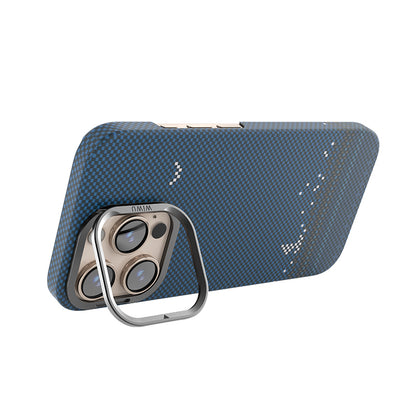 iPhone 16 Pro Kılıf Wiwu DCC-209 M-safe Şarj Özellikli Kamera Standlı Aramid Fiber Tasarım Kevlar Kılıf