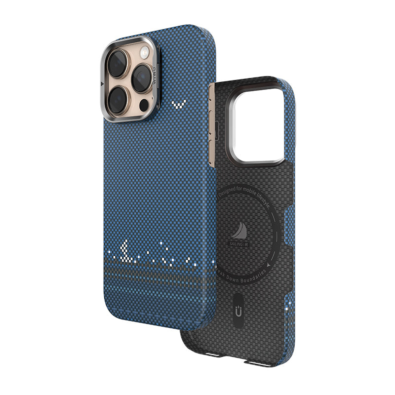iPhone 16 Pro Kılıf Wiwu DCC-209 M-safe Şarj Özellikli Kamera Standlı Aramid Fiber Tasarım Kevlar Kılıf