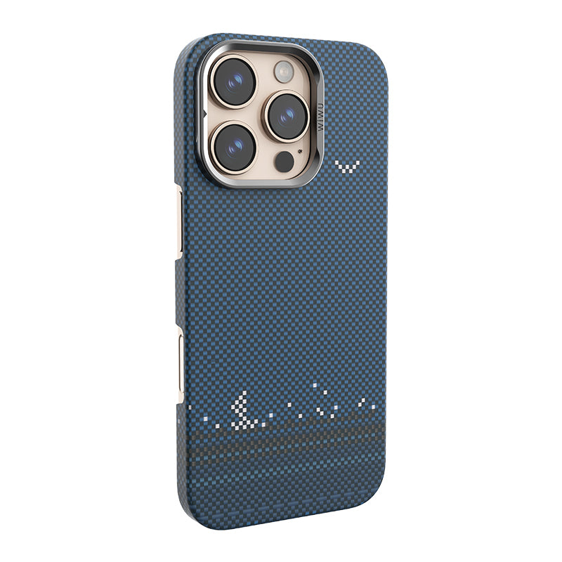 iPhone 16 Pro Kılıf Wiwu DCC-209 M-safe Şarj Özellikli Kamera Standlı Aramid Fiber Tasarım Kevlar Kılıf