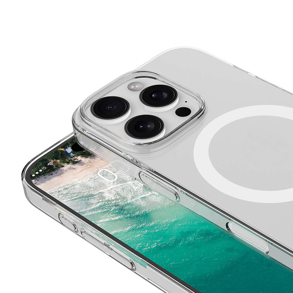 iPhone 16 Pro Kılıf Zore M-safe Şarj Özellikli Şeffaf Tek Kamera Çerçeveli Porto Kılıf