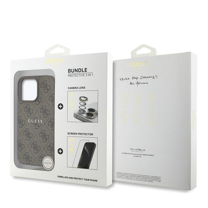 iPhone 16 Pro Max Guess Orijinal Lisanslı Kılıf + Ekran Koruyucu + Lens Koruyucu 3in1 Aksesuar Seti