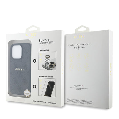 iPhone 16 Pro Max Guess Orijinal Lisanslı Kılıf + Ekran Koruyucu + Lens Koruyucu 3in1 Aksesuar Seti