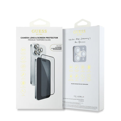 iPhone 16 Pro Max Guess Orijinal Lisanslı Rhinestone Ekran Koruyucu + Lens Koruyucu 2in1 Aksesuar Seti