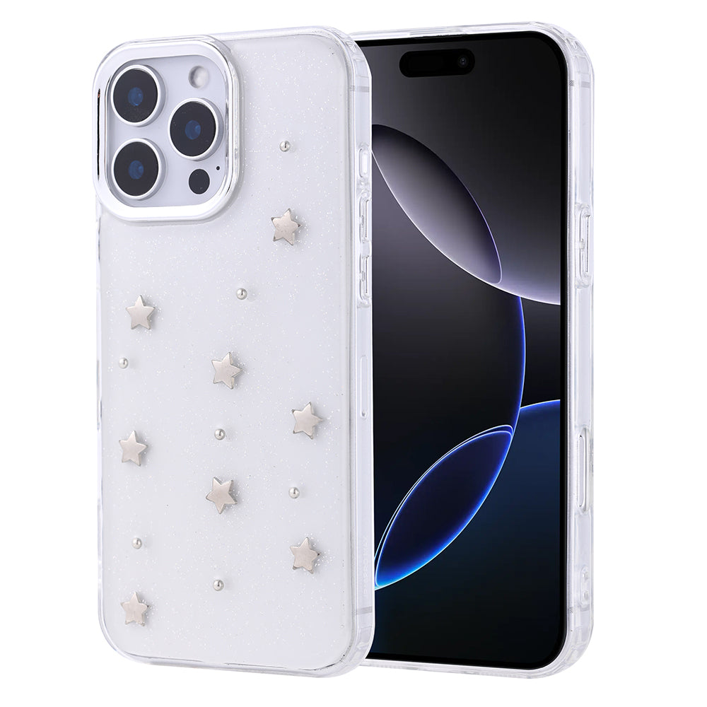 iPhone 16 Pro Max Kılıf Airbag Tasarımlı Simli Şeffaf Zore Kutup Kılıf