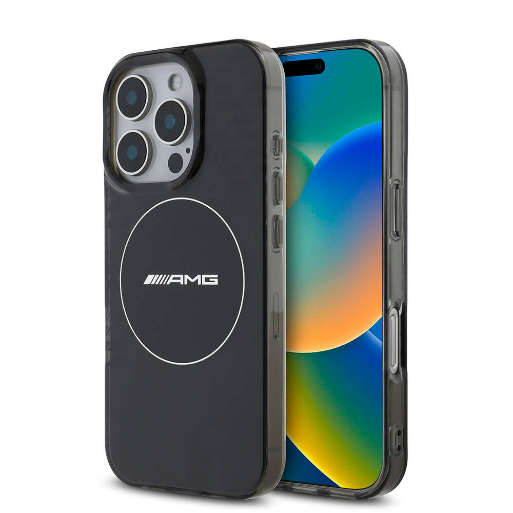 iPhone 16 Pro Max Kılıf AMG orijinal Lisanslı M-safe Şarj Özellikli IML Baskı Logolu Smoked Kılıf