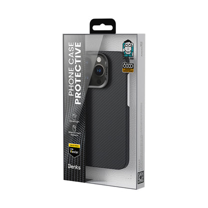iPhone 16 Pro Max Kılıf Benks M-safe Şarj Özellikli Metal Kamera Çerçeveli Magnetik ArmorAir 600D Kevlar Fiber Kılıf