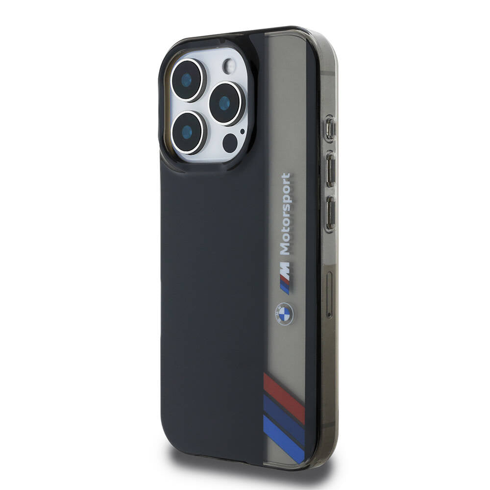 iPhone 16 Pro Max Kılıf BMW Orijinal Lisanslı M Logolu Üç Renk Çizgili Motorsport Vertical Stripe Kılıf